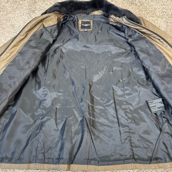 VTG Colebrook & Co Large Chic Faux Fur Collar Removable Vinyl Retro Lined Jacket - Picture 8 of 16